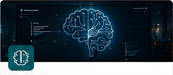 A neural map on screen in a dark room.